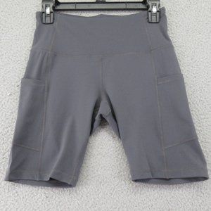 Figestin Womens Biker Athletic Shorts Gray With Pockets